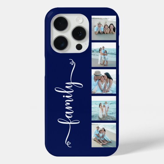 Script Familie Foto Navy Blauwe Case-Mate iPhone Case (Achterkant)