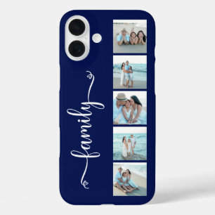 Script Familie Foto Navy Blauwe iPhone 16 Plus Hoesje