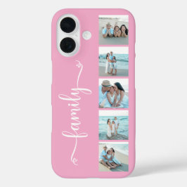 Script Familie Foto Roze iPhone 16 Hoesje