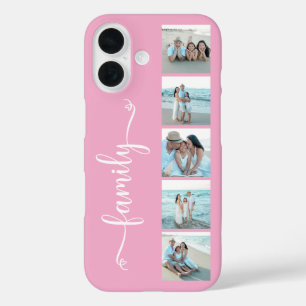 Script Familie Foto Roze iPhone 16 Hoesje