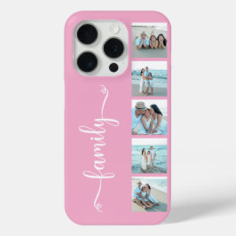 Script Familie Foto Roze iPhone 15 Pro Case
