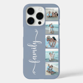 Script Familie Foto Stofblauw iPhone 16 Pro Hoesje