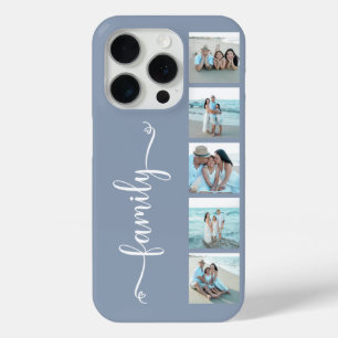 Script Familie Foto Stofblauw iPhone 15 Pro Case