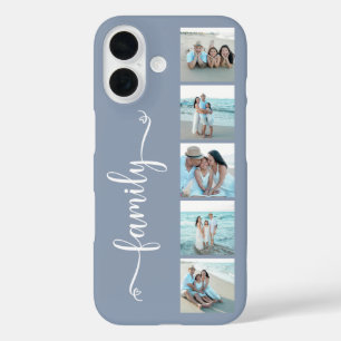 Script Familie Foto Stofblauw iPhone 16 Hoesje