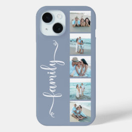 Script Familie Foto Stofblauw iPhone 15 Case