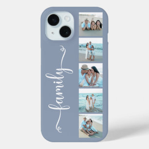 Script Familie Foto Stofblauw iPhone 15 Case