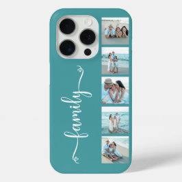 Script Familie Foto Teal iPhone 15 Pro Case