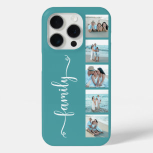 Script Familie Foto Teal iPhone 15 Pro Case