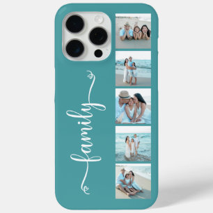 Script Familie Foto Teal iPhone 15 Pro Max Hoesje