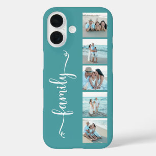 Script Familie Foto Teal iPhone 16 Hoesje
