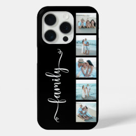 Script Familie Foto Zwart iPhone 15 Pro Case