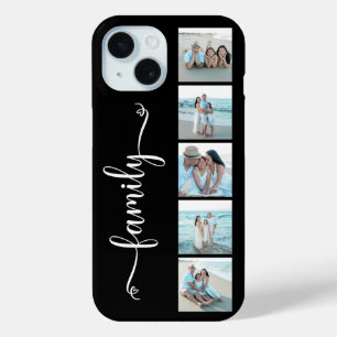 Script Familie Foto Zwart iPhone 15 Case