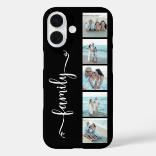 Script Familie Foto Zwart iPhone 16 Hoesje