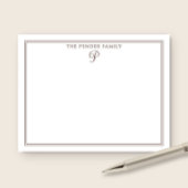 Script Familie Initiaal Monogram Bruin Briefpapier Notitiekaartje