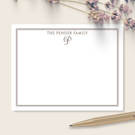 Script Familie Initiaal Monogram Bruin Schrijfpapi Notitiekaartje