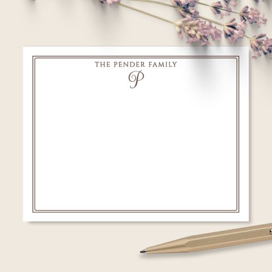 Script Familie Initiaal Monogram Bruin Schrijfpapi Notitiekaartje