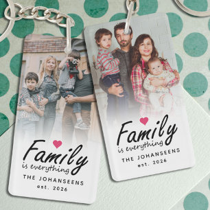 Script Familie is Alles 2-zijdige Aangepaste Foto Sleutelhanger