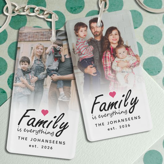 Script Familie is Alles 2-zijdige Aangepaste Foto Sleutelhanger