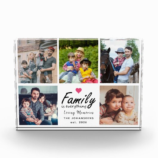 Script Familie is Alles Collage Hart Herinneringen Fotoblokken (Voorkant)