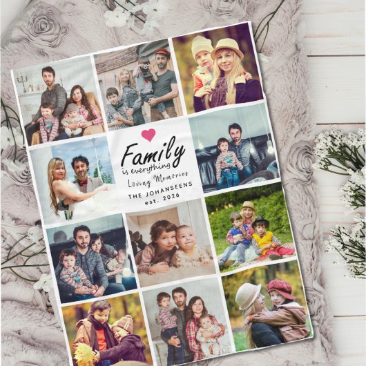 Script Familie is Alles Foto Collage Modern Fleece Deken