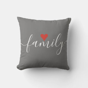 Script Familie Monogram Preppy Streep Liefdeshart Kussen