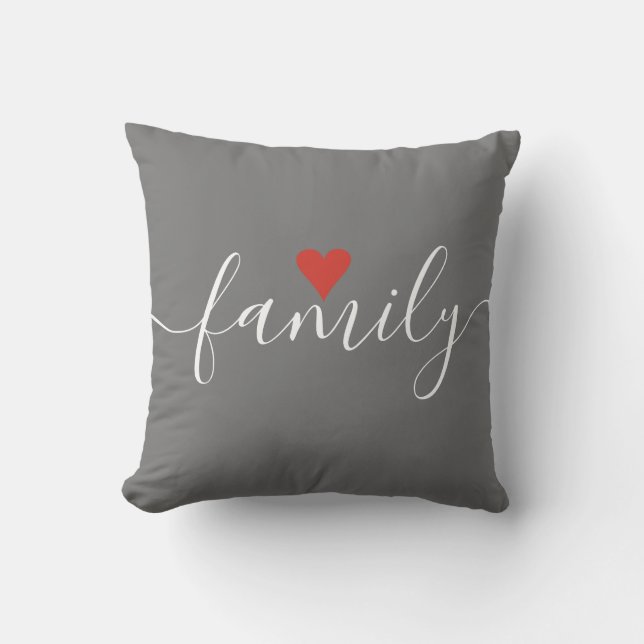 Script Familie Monogram Preppy Streep Liefdeshart Kussen (Voorkant)