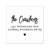 Script Familie Naam Whimsical Heart Retouradres Zelfinktende Stempel (Design)