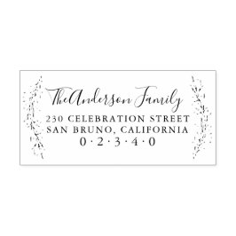 Script familienaam & botanisch retouradres rubberstempel