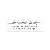 Script familienaam gepersonaliseerd retouradres rubberstempel (Afrduk)