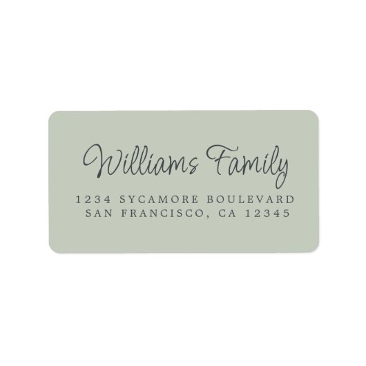 Script Familienaam Pastel Groen Retouradres Etiket (Voorkant)