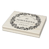 Script Familienaam Retouradres Botanische krans Rubberstempel (Stempel)