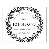 Script Familienaam Retouradres Botanische krans Rubberstempel (Afrduk)