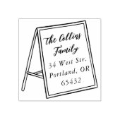 Script familienaam & retouradres sandwichbord rubberstempel (Afrduk)