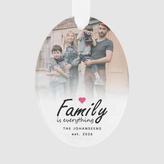 Script Family is Everything Modern Custom 2 Photo Ornament (voorkant)