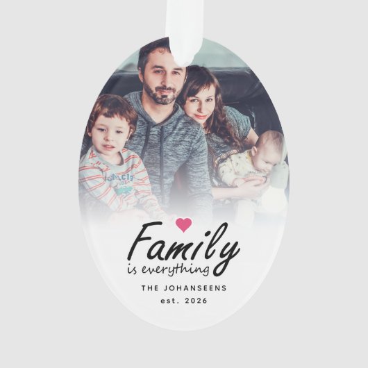 Script Family is Everything Modern Custom 2 Photo Ornament (achterkant)