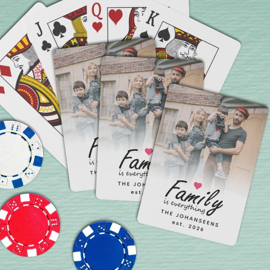 Script Family is Everything Modern Custom Photo Pokerkaarten