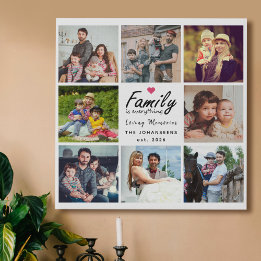 Script Family is Everything Photo Collage Keepsake Imitatie Canvas Print
