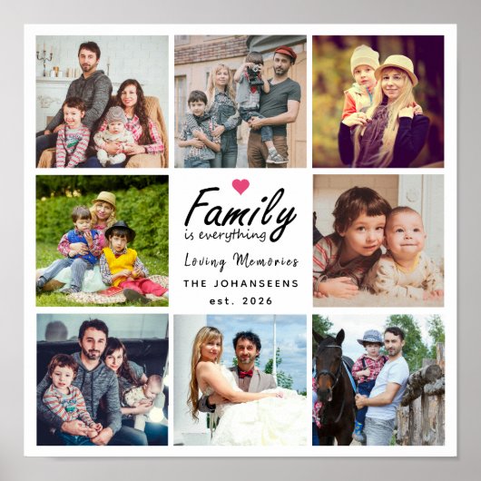 Script Family is Everything Photo Collage Keepsake Poster (Voorkant)