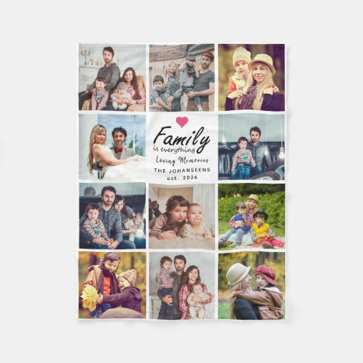 Script Family is Everything Photo Collage Modern Fleece Deken (Voorkant)