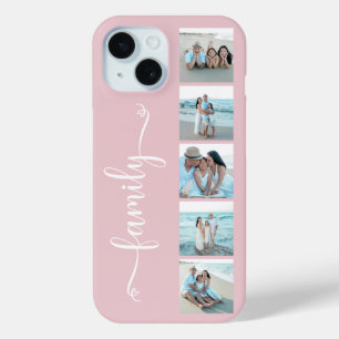 Script Family Photo Blush Roze iPhone 15 Case