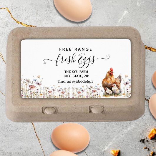 Script Farmhouse Watercolor Egg Carton  Etiket