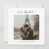 Script Feliz Navidad Paar Foto Kerstmis Feestdagenkaart (Voorkant)