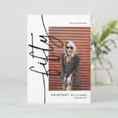 Script Fifty 4 Photo Collage 50th Birthday Kaart (Staand voorkant)