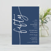 Script Fifty' 50e verjaardag Kaart (Staand voorkant)