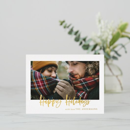 script fijne feestdagen foto folie kerstkaart (Staand Voorkant)