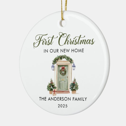 Script First Christmas At Our New Home Keramisch Ornament (Links)