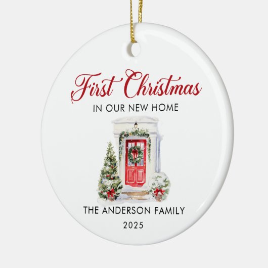 Script First Christmas At Our New Home Keramisch Ornament (Links)