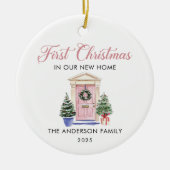Script First Christmas At Our New Home Keramisch Ornament (Voorkant)