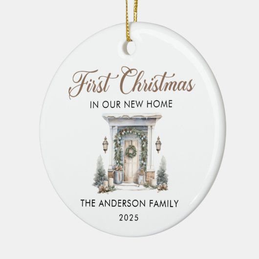  Script First Christmas At Our New Home Keramisch Ornament (Links)