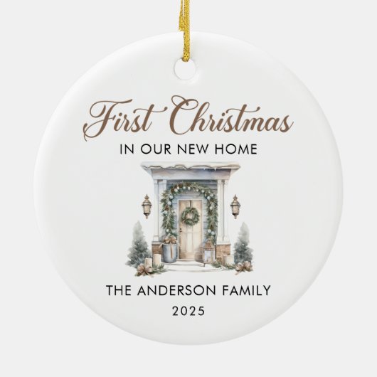 Script First Christmas At Our New Home Keramisch Ornament (Achterkant)